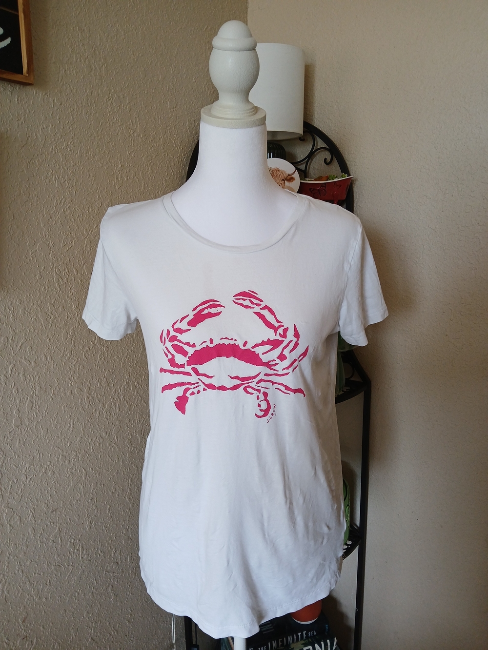 J. Crew White Tee with Pink Graphic
